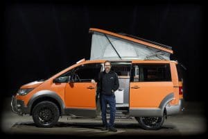 Orange Mitsubishi Delica 4WD campervan