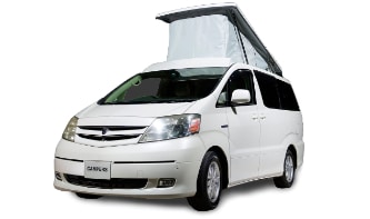 Toyota Alphard Explorer in white with pop top roof
