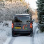 Electric Toyota Proace Campervan Conversion for Sale in the UK driving in snow