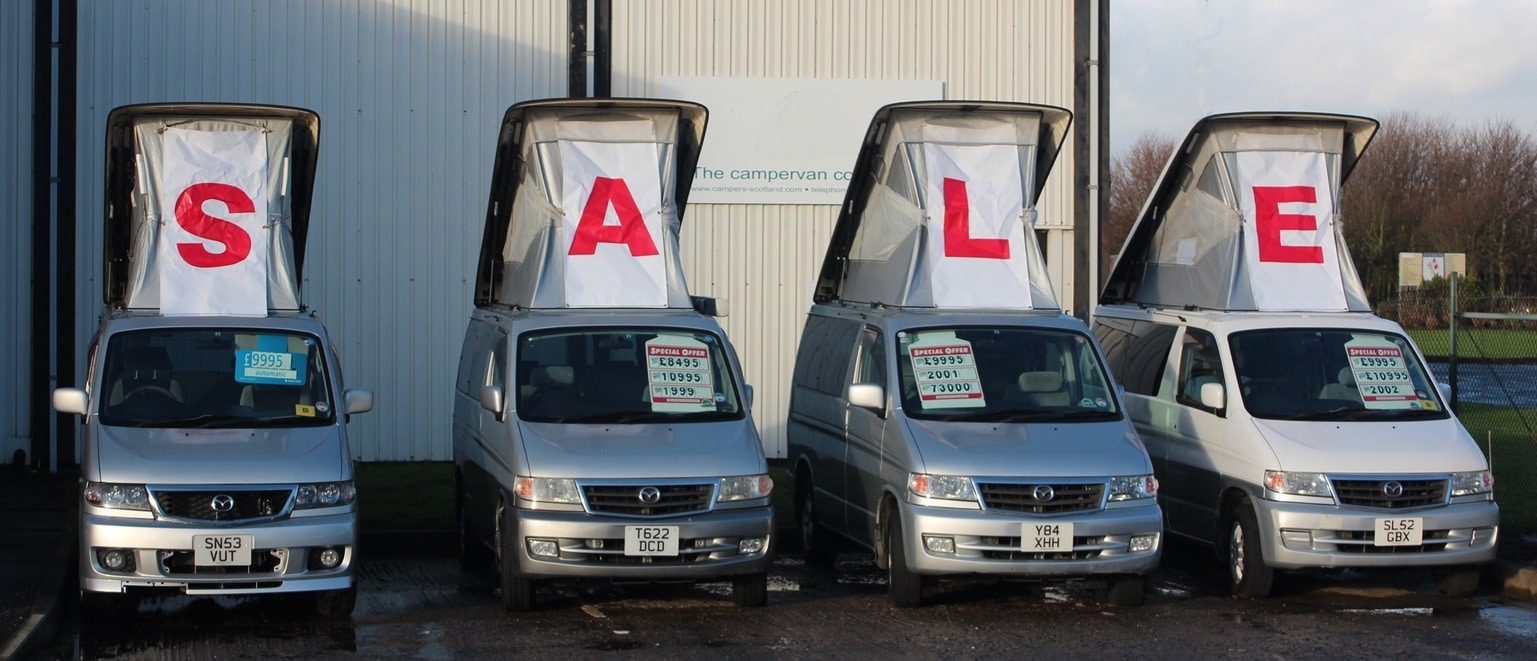 Diesel campervans for sale with SALE sign