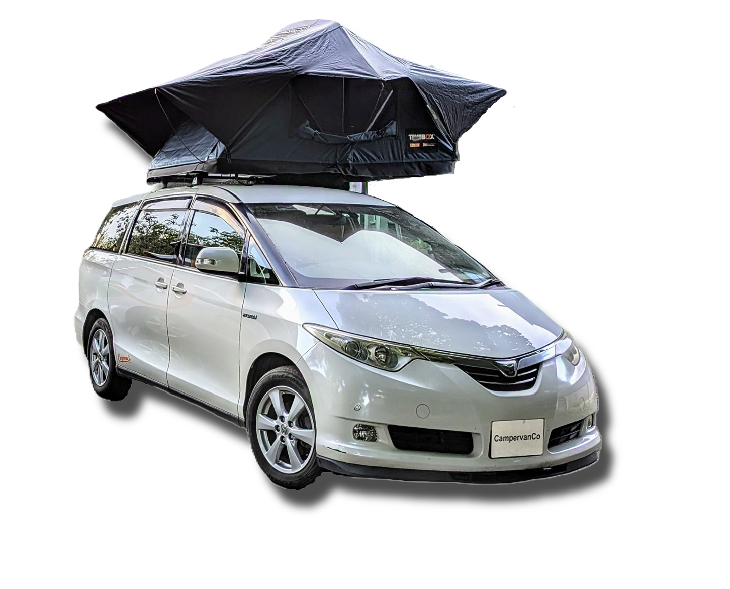 Eco City Escape front shadow with roof tent open